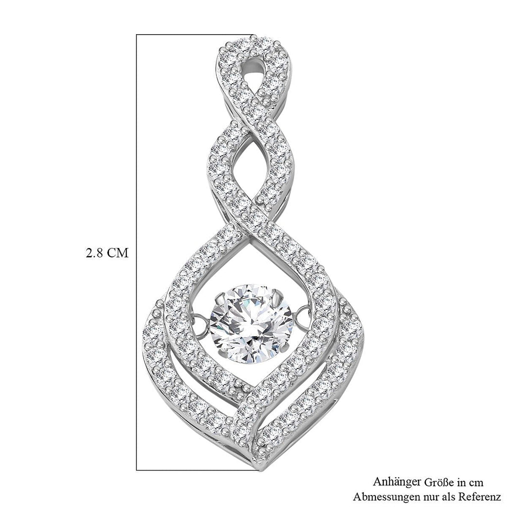White Cubic Zirconia Pendant in Rhodium Overlay Sterling Silver