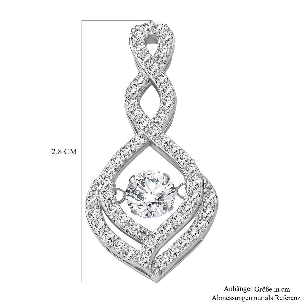 White Cubic Zirconia Pendant in Rhodium Overlay Sterling Silver 7813508 4