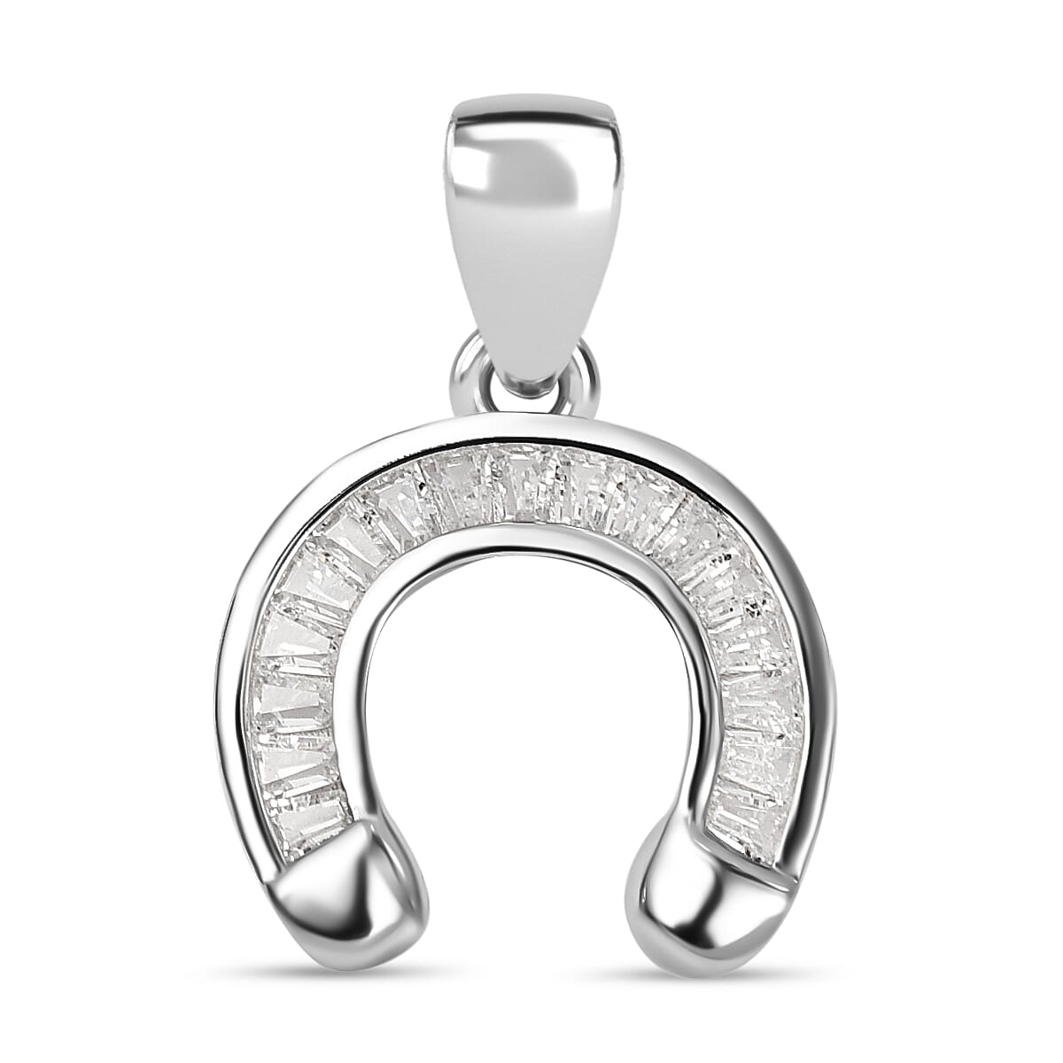 Designer Closeout - White Cubic Zirconia Pendant in Rhodium Overlay Sterling Silver 7814299 0