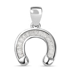Designer Closeout - White Cubic Zirconia Pendant in Rhodium Overlay Sterling Silver