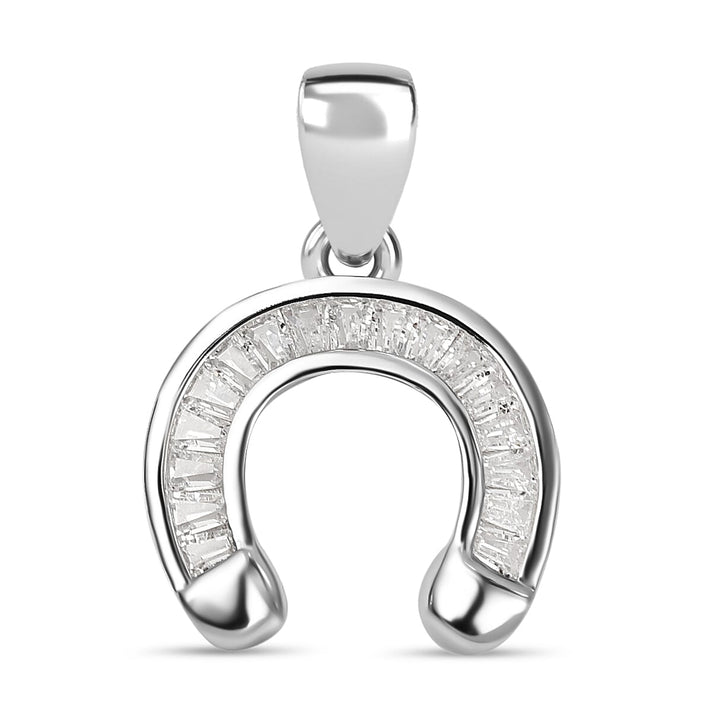 Designer Closeout - White Cubic Zirconia Pendant in Rhodium Overlay Sterling Silver 7814299 1