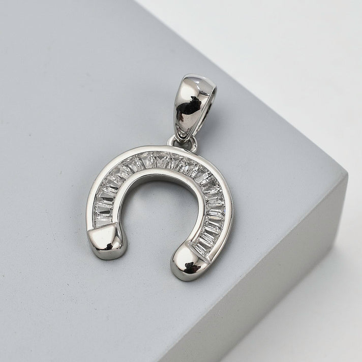 Designer Closeout - White Cubic Zirconia Pendant in Rhodium Overlay Sterling Silver 7814299 2