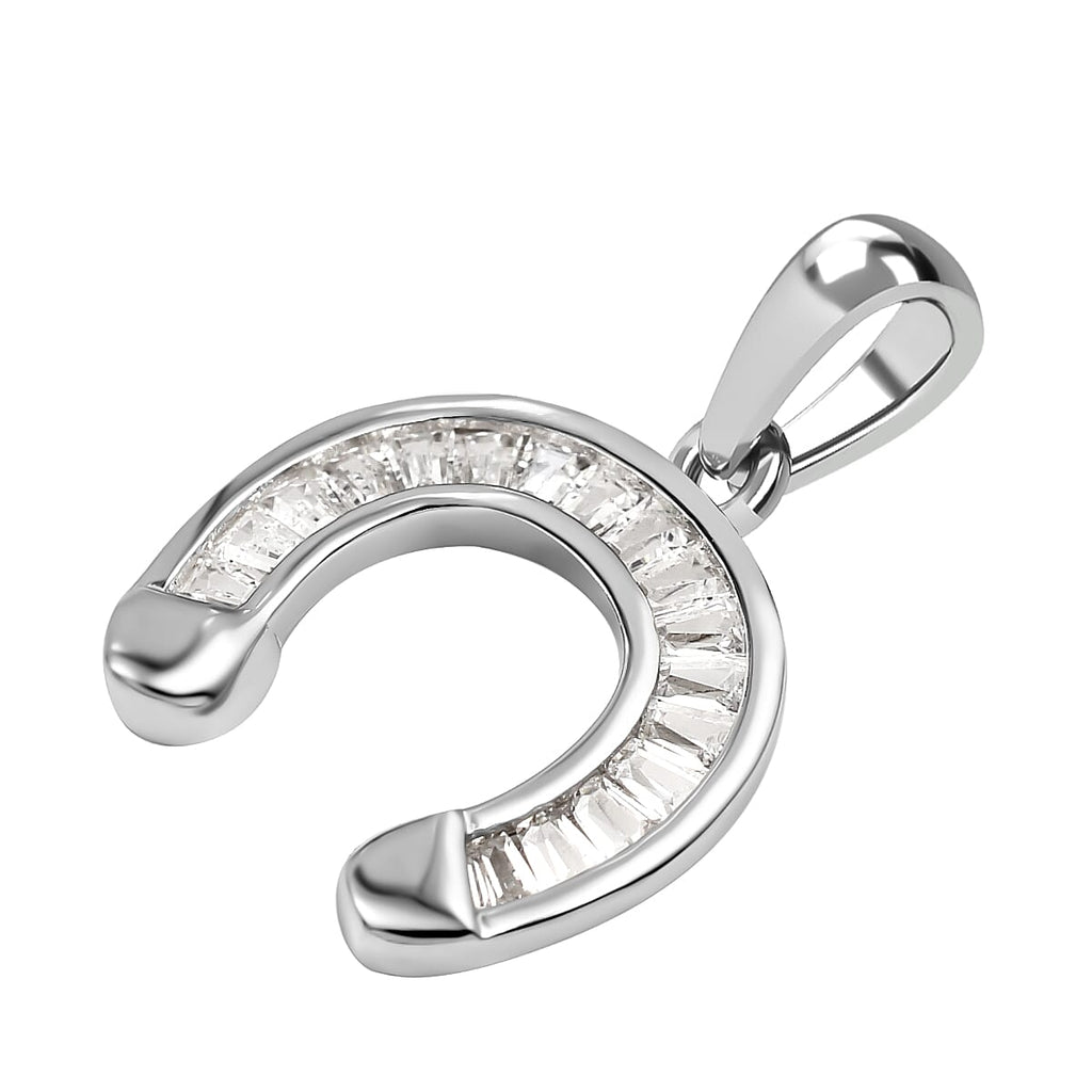 Designer Closeout - White Cubic Zirconia Pendant in Rhodium Overlay Sterling Silver