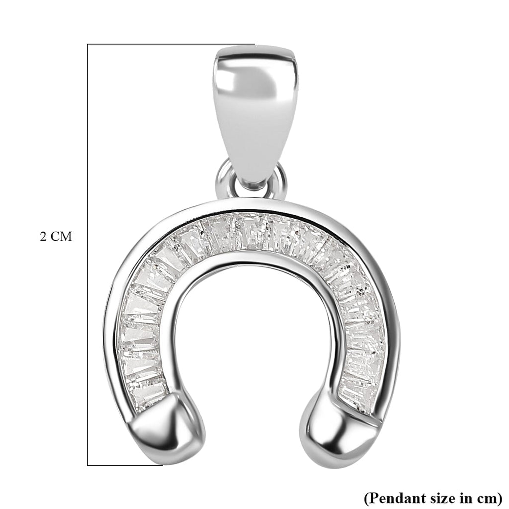 Designer Closeout - White Cubic Zirconia Pendant in Rhodium Overlay Sterling Silver