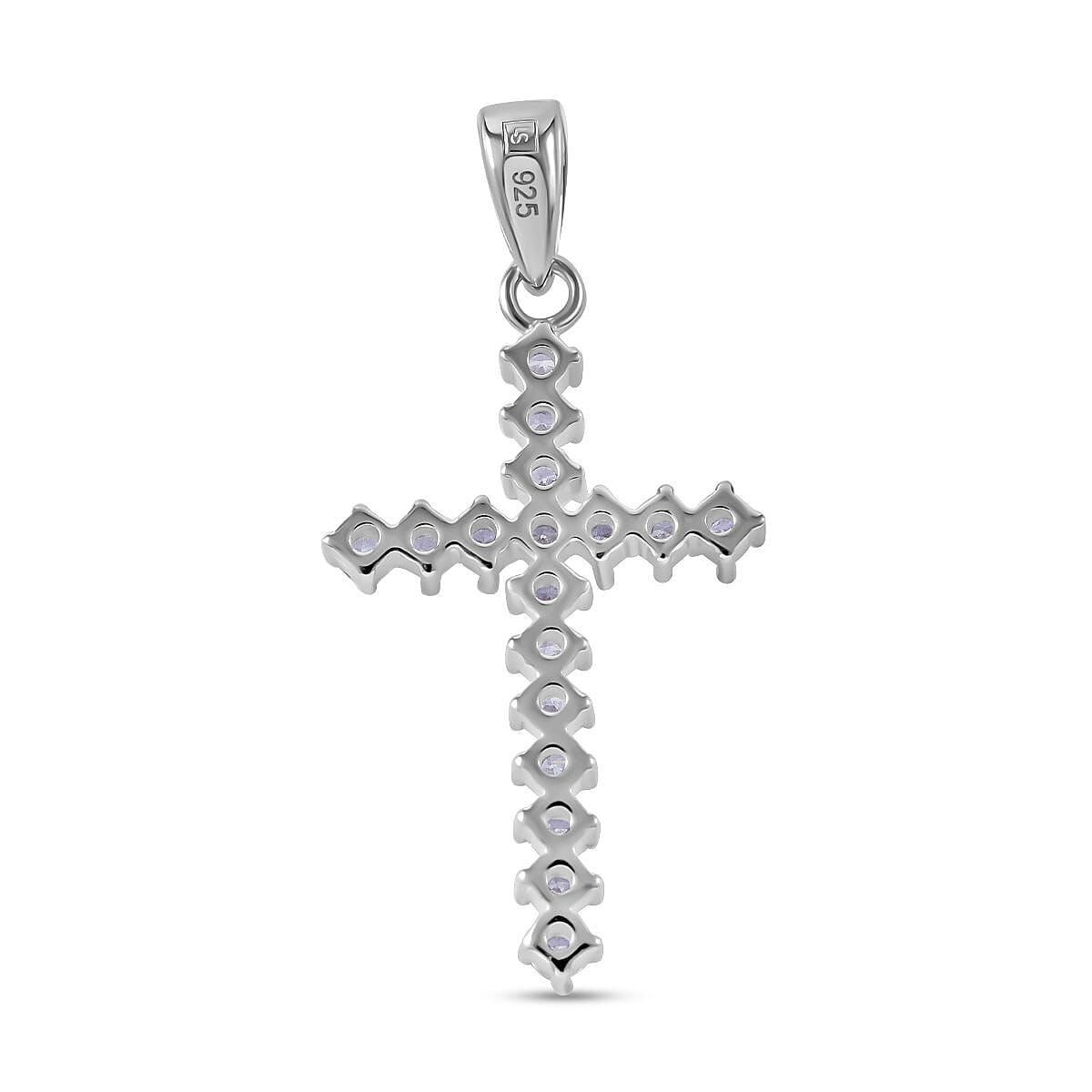 Lustro Stella - White Cubic Zirconia Cross Pendant in Rhodium Overlay Sterling Silver 7813460 4