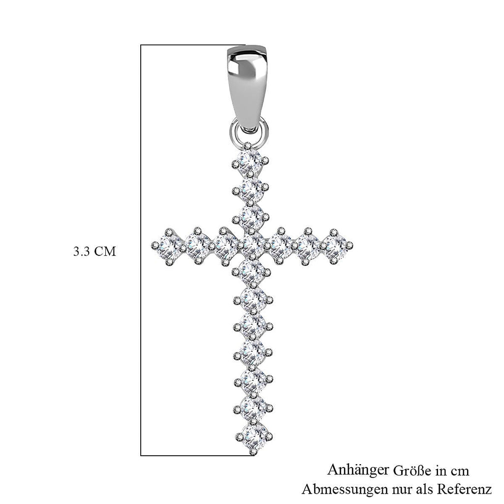 Lustro Stella - White Cubic Zirconia Pendant in rhodium Sterling Silver