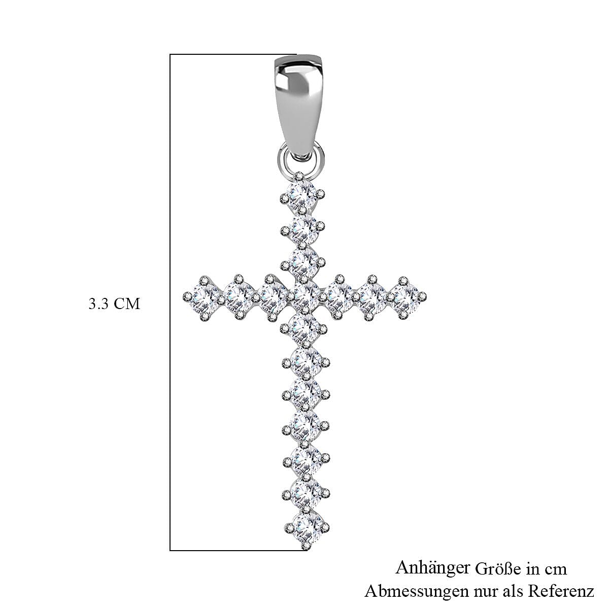 Lustro Stella - White Cubic Zirconia Cross Pendant in Rhodium Overlay Sterling Silver 7813460 5