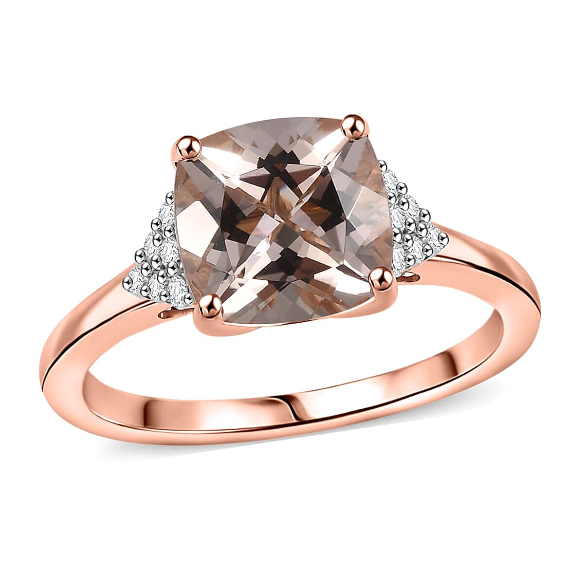 Certified &amp; Appraised LUXORO 10K Rose Gold AAA Morganite, White Diamond I2 Ring, 3.18 Ct. 8129205 0