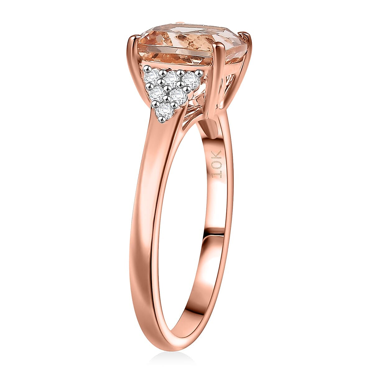 Certified &amp; Appraised LUXORO 10K Rose Gold AAA Morganite, White Diamond I2 Ring, 3.18 Ct. 8129205 3