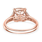 Luxoro - 9K Rose Gold AGI Certified AAA Morganite & White Diamond Ring 3.20 Ct, Gold Wt. 2.90 Gms