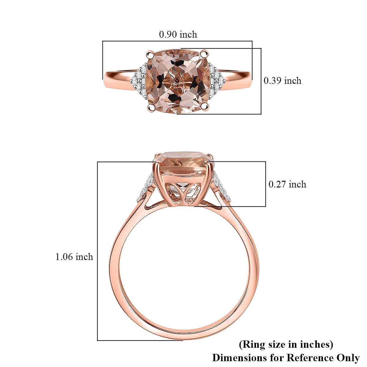 Certified &amp; Appraised LUXORO 10K Rose Gold AAA Morganite, White Diamond I2 Ring, 3.18 Ct. 8129205 5