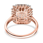 Luxoro 10K Rose Gold AAA Morganite, White Diamond I2 Main Stone With Side Stone Ring, Gold Wt.3.53 Gms  6.402  Ct.