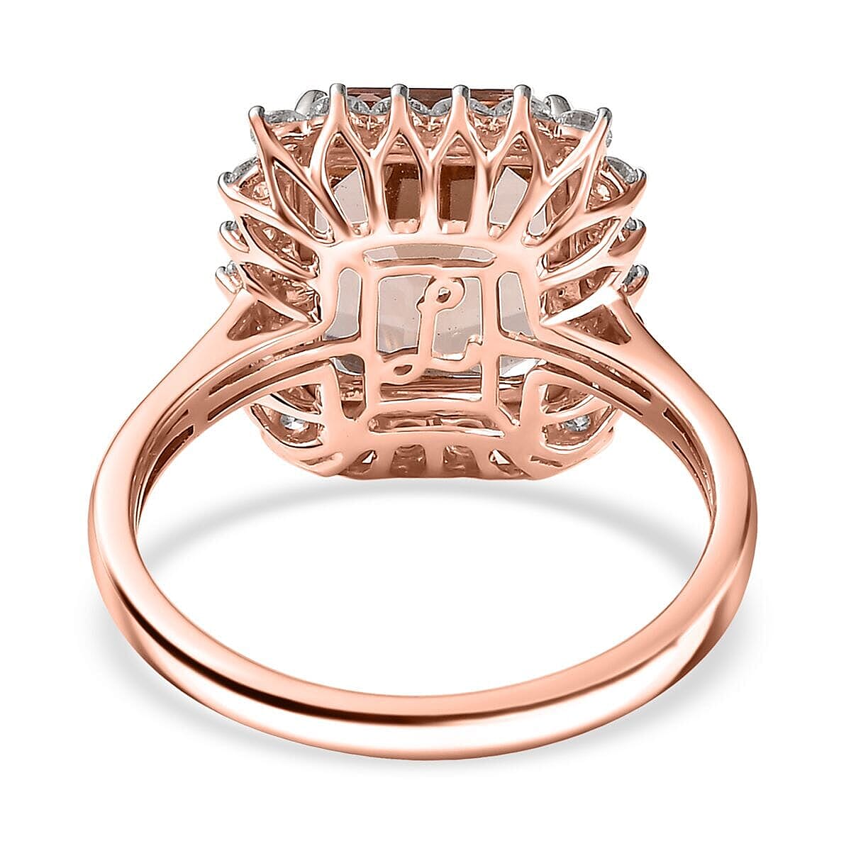 Certified &amp; Appraised LUXORO 10K Rose Gold AAA Morganite, White Diamond I2 Halo Ring, 6.40 Ct. 8129220 5