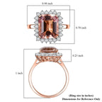 Luxoro 10K Rose Gold AAA Morganite, White Diamond I2 Main Stone With Side Stone Ring, Gold Wt.3.53 Gms  6.402  Ct.