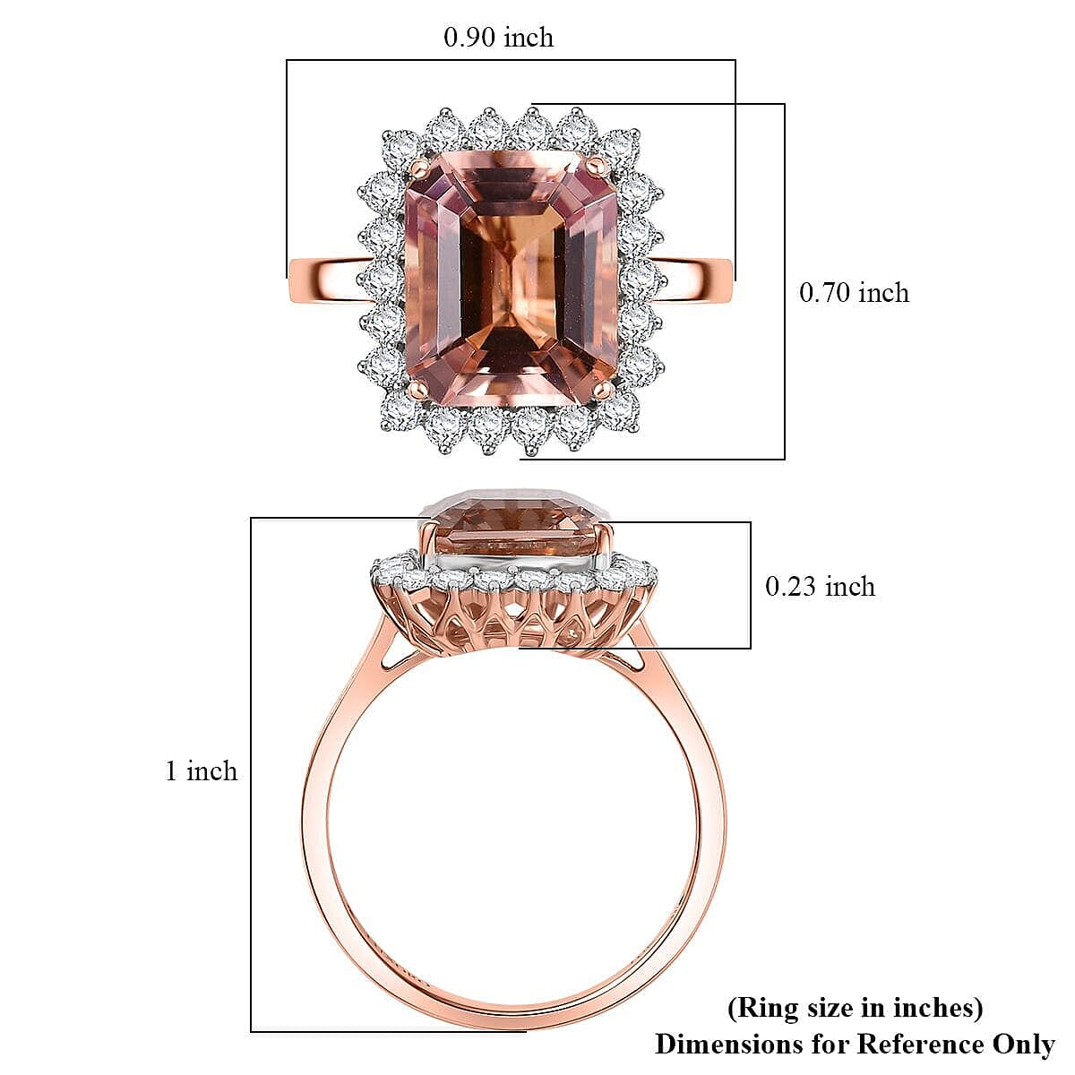 Certified &amp; Appraised LUXORO 10K Rose Gold AAA Morganite, White Diamond I2 Halo Ring, 6.40 Ct. 8129220 6