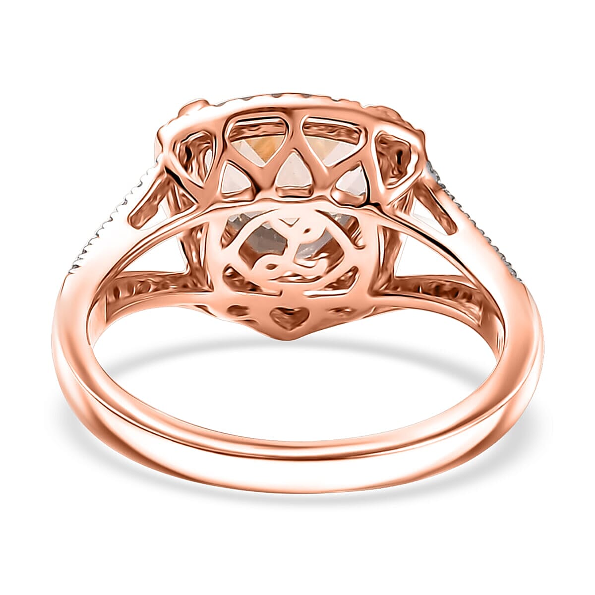 Certified &amp; Appraised LUXORO 10K Rose Gold AAA Morganite, White Diamond I2 Halo Ring, 3.48 Ct. 8129385 3