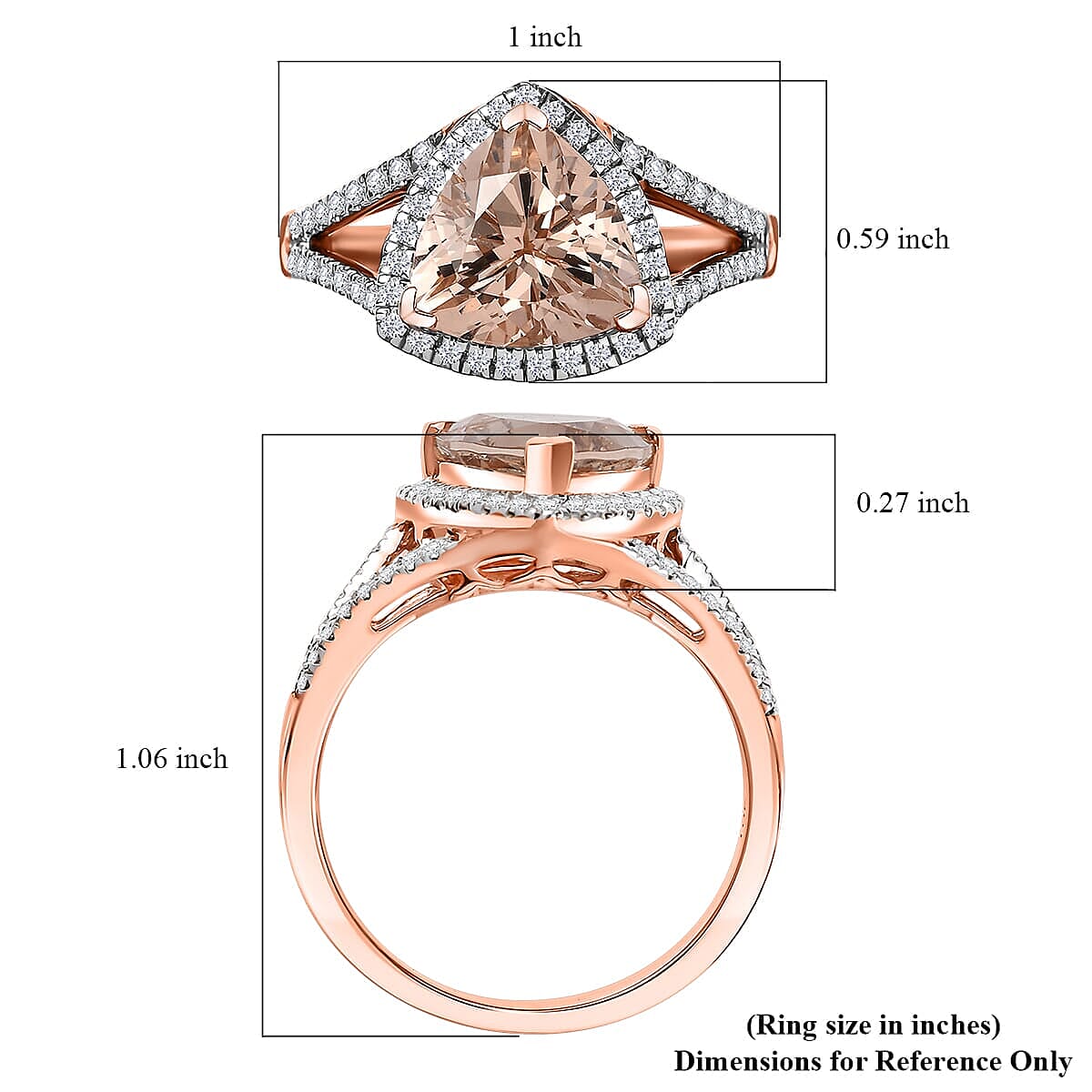 Certified &amp; Appraised LUXORO 10K Rose Gold AAA Morganite, White Diamond I2 Halo Ring, 3.48 Ct. 8129385 4