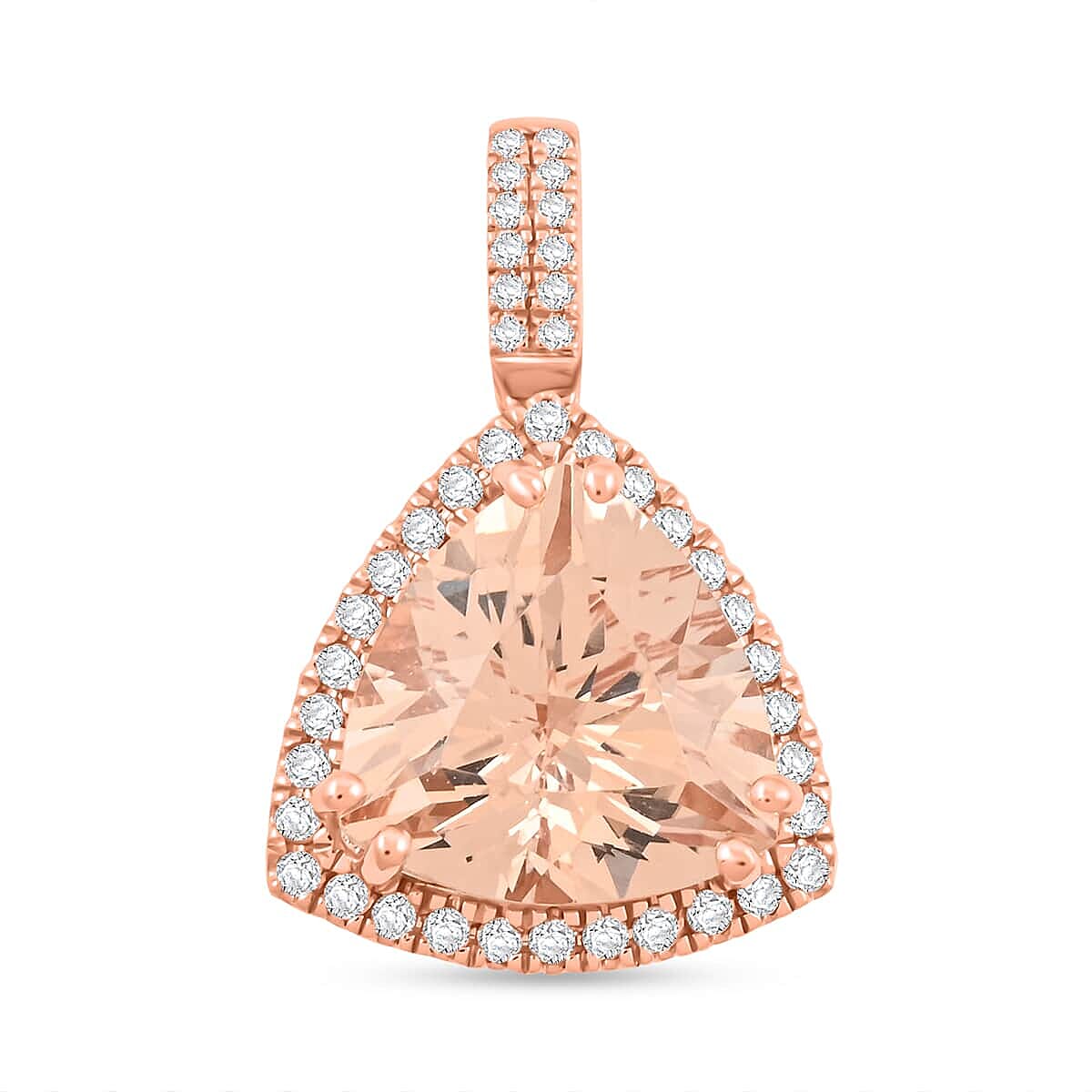Luxoro  10K Rose Gold  AAA   Morganite ,  White Diamond  I2 Pendant 5.05 ct,  Gold Wt. 2.6 Gms  5.050  Ct. 8016964 0