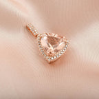 Luxoro  10K Rose Gold  AAA   Morganite ,  White Diamond  I2 Pendant 5.05 ct,  Gold Wt. 2.6 Gms  5.050  Ct.