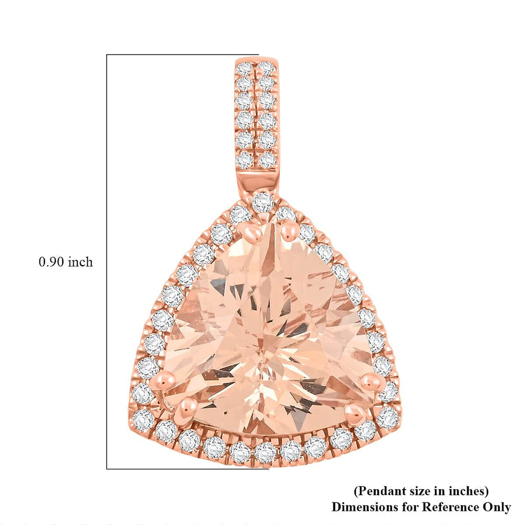 Luxoro  10K Rose Gold  AAA   Morganite ,  White Diamond  I2 Pendant 5.05 ct,  Gold Wt. 2.6 Gms  5.050  Ct.