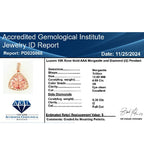 Luxoro  10K Rose Gold  AAA   Morganite ,  White Diamond  I2 Pendant 5.05 ct,  Gold Wt. 2.6 Gms  5.050  Ct.