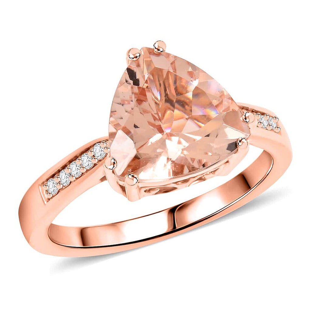 Luxoro  10K Rose Gold  AAA   Morganite ,  White Diamond  I2 Ring 3.00 ct,  Gold Wt. 3.6 Gms  3.000  Ct.