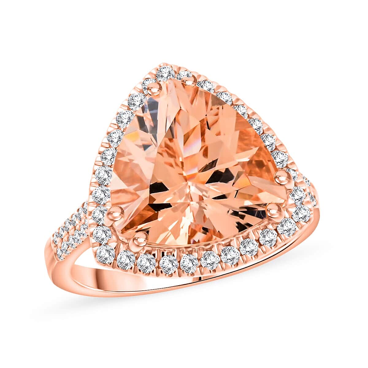 Luxoro 10K Rose Gold AAA Morganite, White Diamond I2 Halo Ring 5.15 Cts. 8016876 0