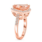 Luxoro  10K Rose Gold  AAA   Morganite ,  White Diamond  I2 Ring 5.15 ct,  Gold Wt. 4.28 Gms  5.150  Ct.