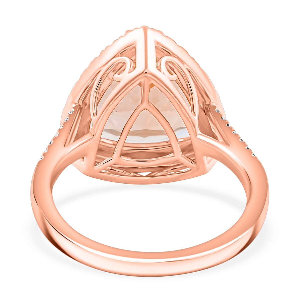 Luxoro 10K Rose Gold AAA Morganite, White Diamond I2 Halo Ring 5.15 Cts. 8016876 4