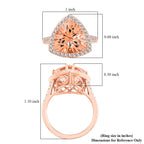 Luxoro  10K Rose Gold  AAA   Morganite ,  White Diamond  I2 Ring 5.15 ct,  Gold Wt. 4.28 Gms  5.150  Ct.