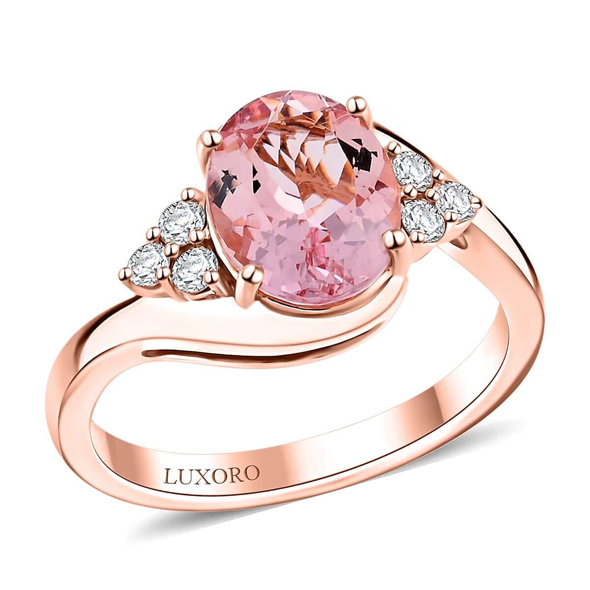 Appraised and Certified 2.25 Ct. Pink Morganite, Diamond Cluster Ring in 10K Rose Gold 7972113 0
