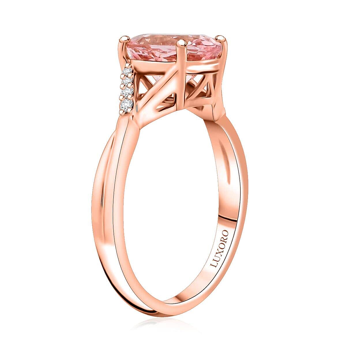 Appraised and Certified 3.5 Ct. Pink Morganite, Diamond Solitaire Ring in 10K Rose Gold 7973074 3