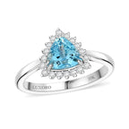 Luxoro  10K White Gold  AAA   Santamaria Aquamarine ,  White Diamond  I2 Ring 1.20 ct,  Gold Wt. 3.11 Gms  1.200  Ct.