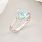 Luxoro  10K White Gold  AAA   Santamaria Aquamarine ,  White Diamond  I2 Ring 1.20 ct,  Gold Wt. 3.11 Gms  1.200  Ct.