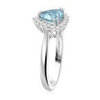 Luxoro  10K White Gold  AAA   Santamaria Aquamarine ,  White Diamond  I2 Ring 1.20 ct,  Gold Wt. 3.11 Gms  1.200  Ct.