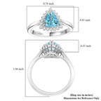 Luxoro  10K White Gold  AAA   Santamaria Aquamarine ,  White Diamond  I2 Ring 1.20 ct,  Gold Wt. 3.11 Gms  1.200  Ct.