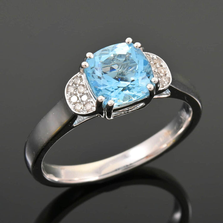 Appraised and Certified 1.55 Ct. Santamaria Aquamarine, Diamond Cluster Ring in 10K White Gold 7989372 2