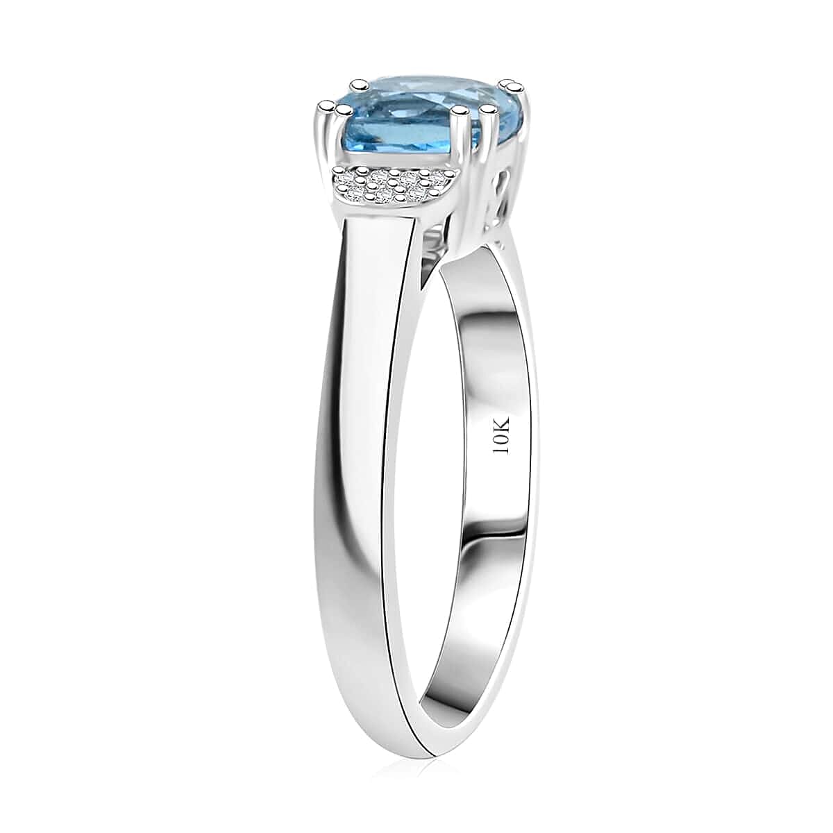 Appraised and Certified 1.55 Ct. Santamaria Aquamarine, Diamond Cluster Ring in 10K White Gold 7989372 3