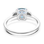 Luxoro  10K White Gold  AAA   Santamaria Aquamarine ,  White Diamond  I2 Ring 1.55 ct,  Gold Wt. 3.59 Gms  1.550  Ct.
