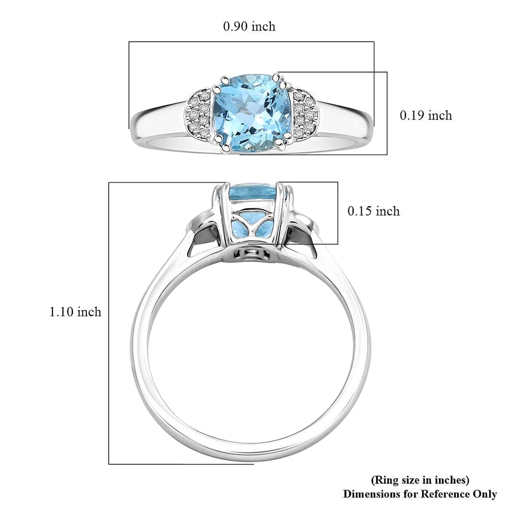 Luxoro  10K White Gold  AAA   Santamaria Aquamarine ,  White Diamond  I2 Ring 1.55 ct,  Gold Wt. 3.59 Gms  1.550  Ct.