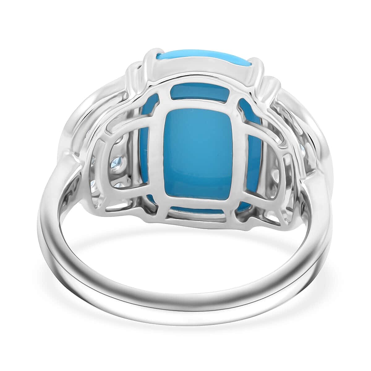 Luxoro 10K White Gold AAA Sleeping Beauty Turquoise, Santamaria Aquamarine Ring 8.50 pc, Gold Wt. 5.31 Gms 8.500 Cts. 7981802 5