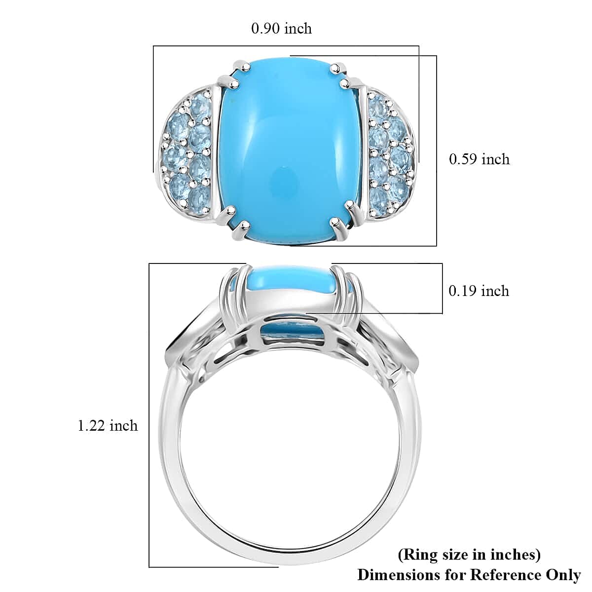 Luxoro 10K White Gold AAA Sleeping Beauty Turquoise, Santamaria Aquamarine Ring 8.50 pc, Gold Wt. 5.31 Gms 8.500 Cts. 7981802 6