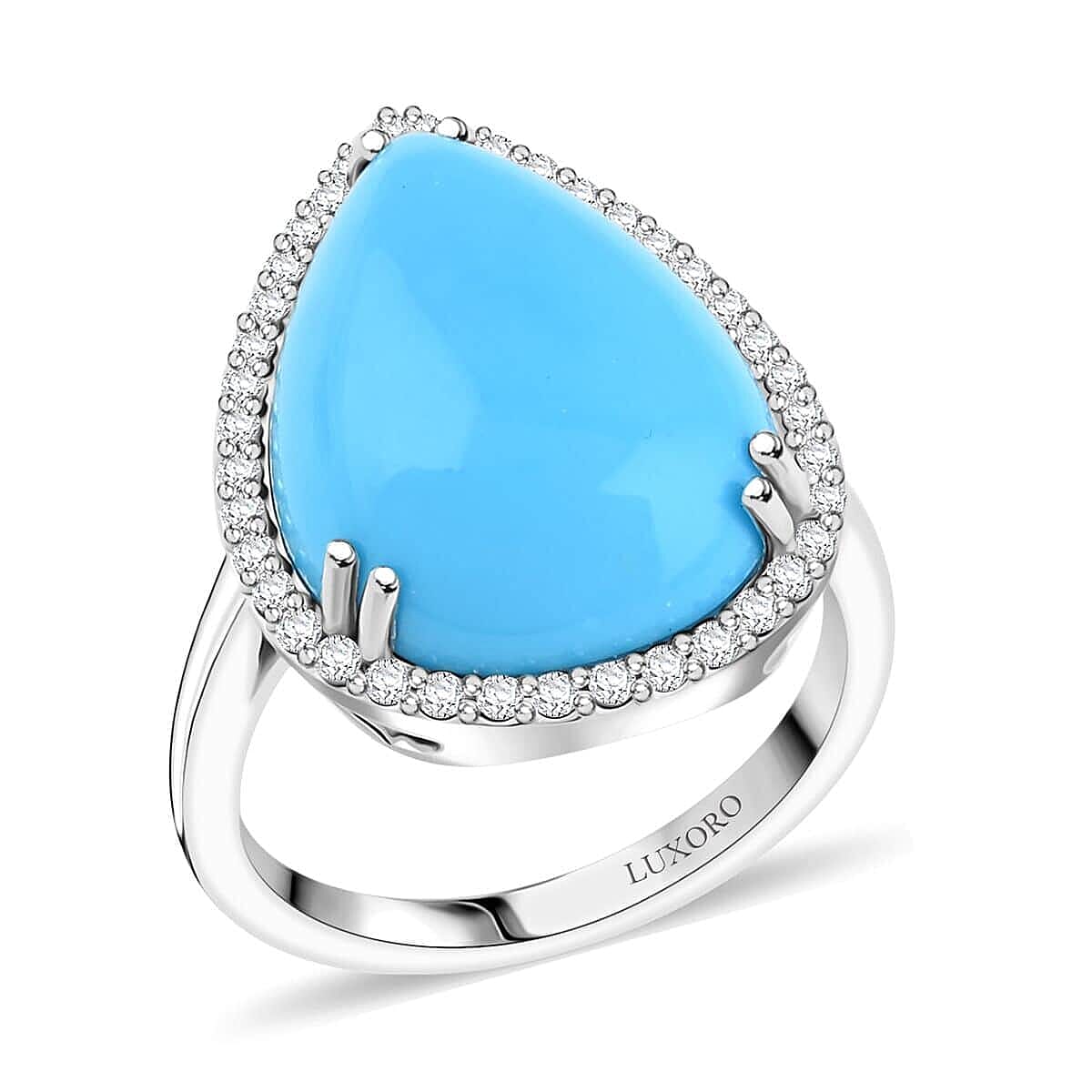 Appraised and Certified 8.35 Ct. Sleeping Beauty Turquoise, Diamond Halo Ring in 10K White Gold 7981911 0