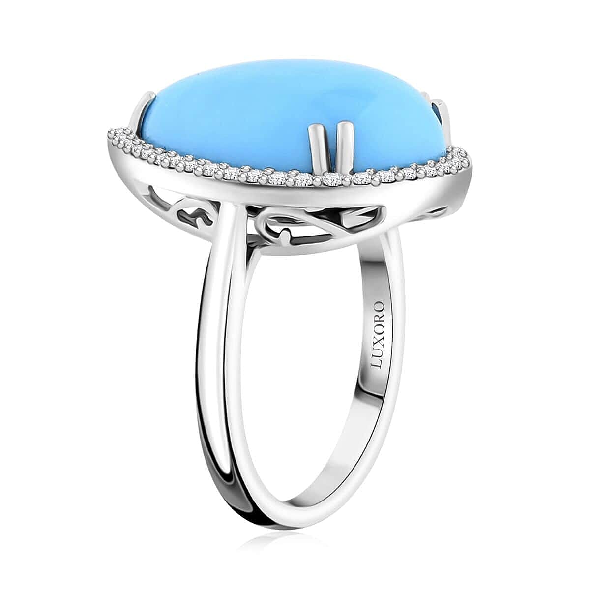 Appraised and Certified 8.35 Ct. Sleeping Beauty Turquoise, Diamond Halo Ring in 10K White Gold 7981911 3