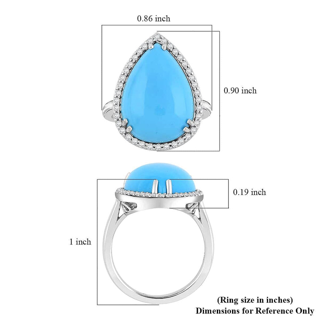 Luxoro  10K White Gold  AAA   Sleeping Beauty Turquoise ,  White Diamond  I2 Ring 8.35 pc,  Gold Wt. 4.43 Gms  8.350  Ct.