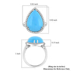 Luxoro  10K White Gold  AAA   Sleeping Beauty Turquoise ,  White Diamond  I2 Ring 8.35 pc,  Gold Wt. 4.43 Gms  8.350  Ct.