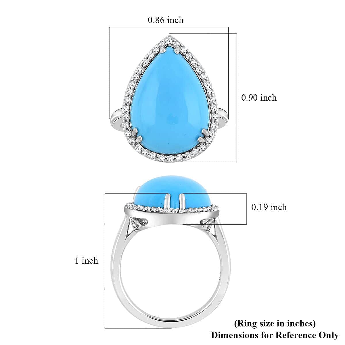 Appraised and Certified 8.35 Ct. Sleeping Beauty Turquoise, Diamond Halo Ring in 10K White Gold 7981911 5