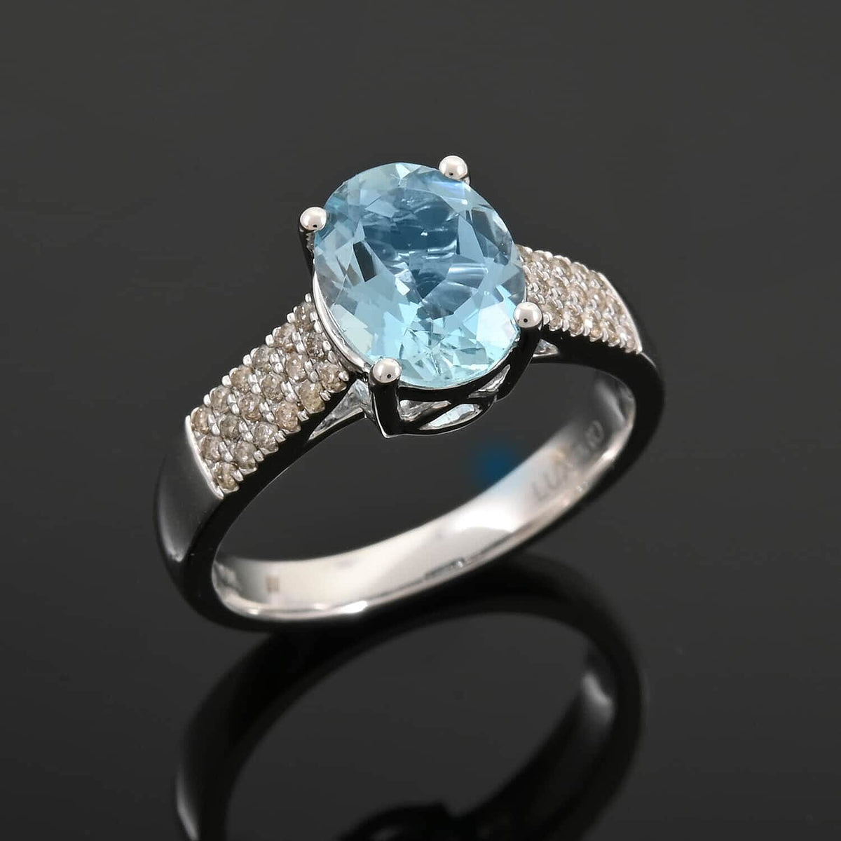 Appraised and Certified 1.75 Ct. Santamaria Aquamarine, Diamond Solitaire Ring in 10K White Gold 7989266 1