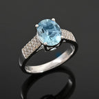 Luxoro  10K White Gold  AAAA   Santamaria Aquamarine ,  White Diamond  VS Ring 1.75 ct,  Gold Wt. 3.7 Gms  1.750  Ct.