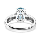 Luxoro  10K White Gold  AAAA   Santamaria Aquamarine ,  White Diamond  VS Ring 1.75 ct,  Gold Wt. 3.7 Gms  1.750  Ct.